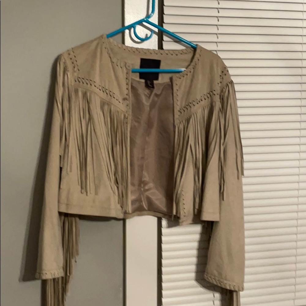 Beige fringe jacket
